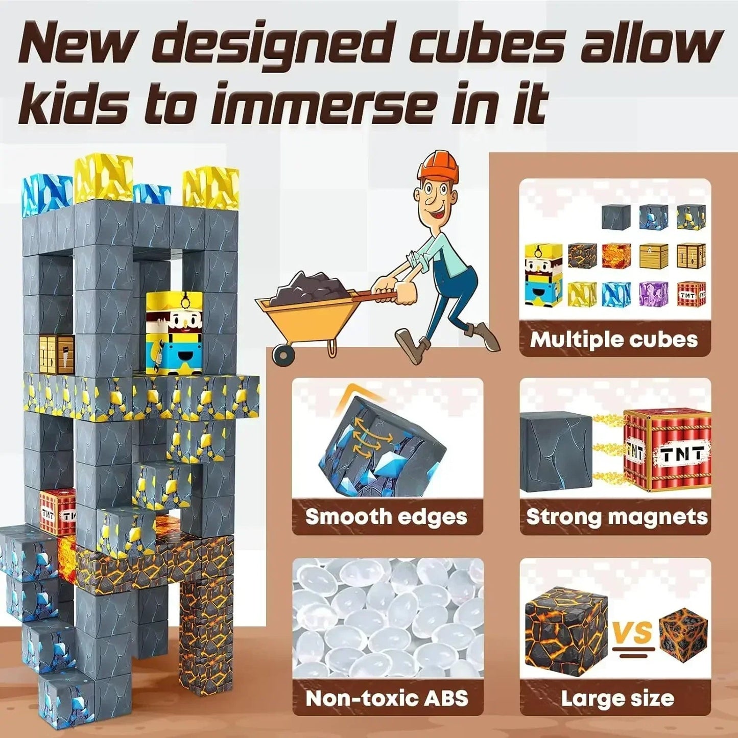 Jeu de magnétique « MinecrifityBlock jouet de decompte pour enfants